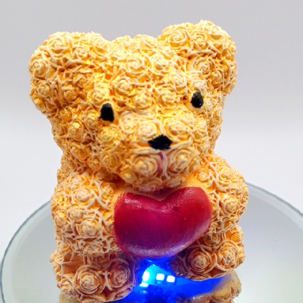 NEW Hand Made 💕 Floral Teddy Bear Sculpture with Heart